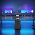thumbnail image 2 of 94 Inch Gaming Desk with Charging Station, Two Person Desk with 3 Fabric Drawers, Long Computer Desk for Home Office, Writing Study Table Workstation, Black, 2 of 7