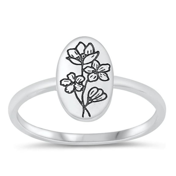 Hibiscus Flowers Nature Ring .925 Sterling Silver Band Jewelry Female Male Unisex Size 4