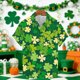 thumbnail image 1 of Ceisia Men's St. Patrick's Day All-Over Shamrock Print Stretch Short Sleeve Shirt Multicolor L Gifts, 1 of 5