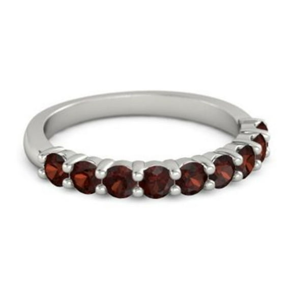 0.45ct Round Cut Red Garnet Eternity Band Ring 925 Sterling Silver New Year Gift Jewelry Size:- 4
