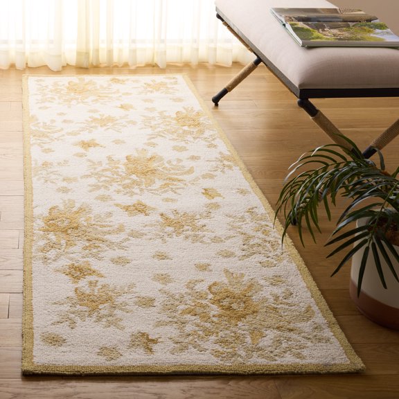 Safavieh Chelsea Benedict Bordered Runner Rug, Ivory/Gold, 2'6" x 10'