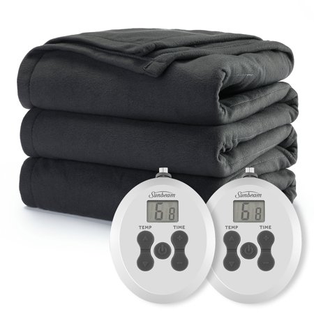 Sunbeam Dark Shadow Ultrafleece Heated Blanket - Queen