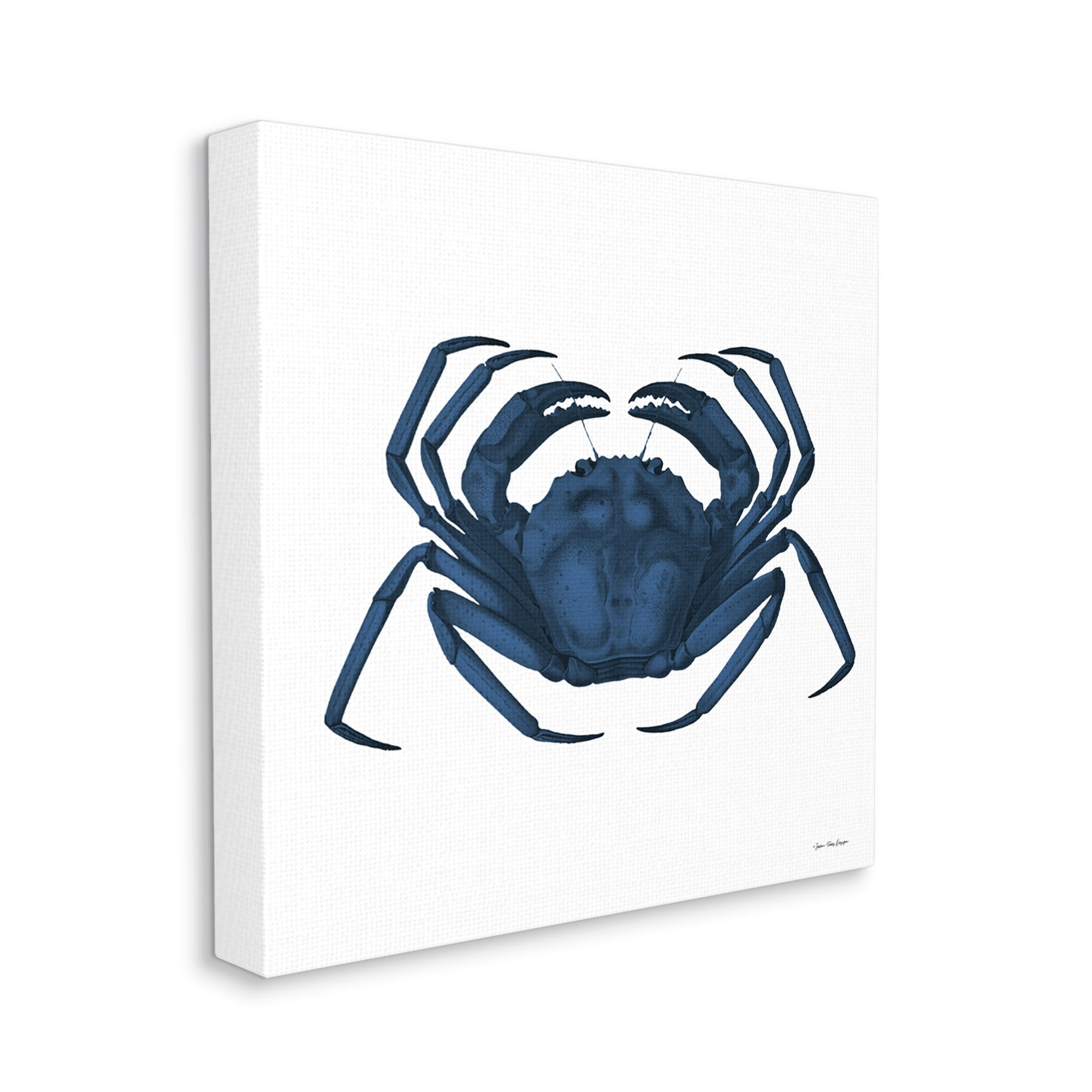 Seven Trees Design Casual Cobalt Blue Fighting Crab Marine Animal Illustration 24 in x 24 in Painting Canvas Art Print, by Stupell Home Décor
