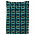 thumbnail image 2 of Swan Tablecloth, Abstract Pattern of Long Necked Aquatic Birds Sun and Stars, Rectangle Satin Table Cover Accent for Dining Room and Kitchen, 60" X 84", Dark Violet Blue Teal, by Ambesonne, 2 of 2