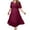 Burgundy, variant on Elainilye Fashion Women Dresses Plus Size Casual Dress Round-Neck Solid Short Sleeve Mid-Length Loose Dress,Black