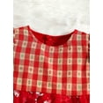 thumbnail image 4 of hirigin Toddler Girls Christmas A-line Dress Short Sleeve Snowflake Print Plaid Patchwork Dress, 4 of 9