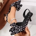 thumbnail image 6 of IWRICH Polka Dot Stilettos for Women Pointed Toe Slingback Pumps with Bow Elegant Wedding Party Casual Everyday Shoes Black 8, 6 of 9