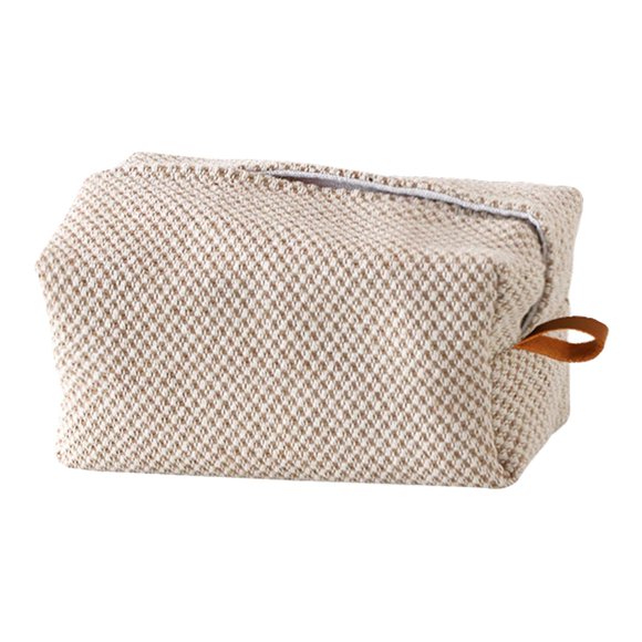 Caja de pañuelos de lino, elegante caja de pañuelos de tela de algodón, contenedor de cubierta de pañuelos para Marrón claro