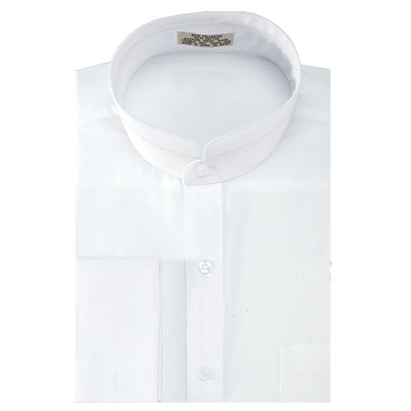 collar shirt solid cuff banded french men dress color