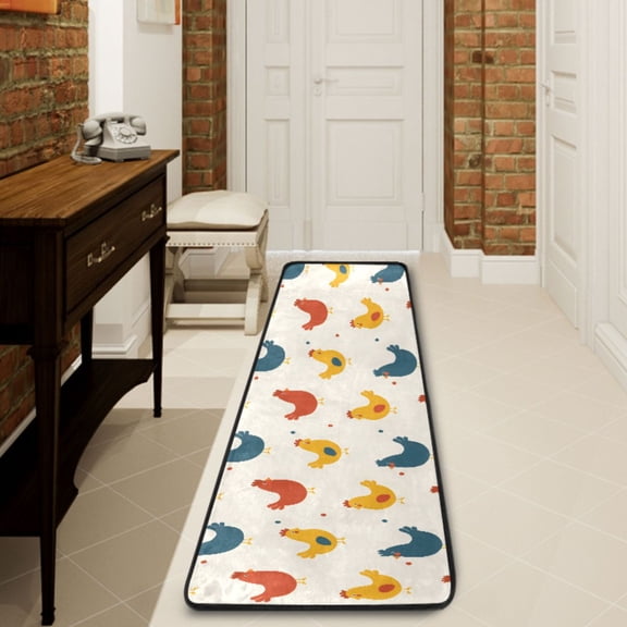 Ryvnso Cute Chicken Hallway Runner Rugs Floor Carpet Non Slip Entryway Mat 2' x 6'