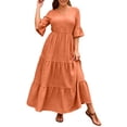 thumbnail image 3 of Horkkom Plus Size Dresses for Women Summer V Neck Maxi Dresses Causal A Lined Tiered Dress XXXXL, 3 of 8