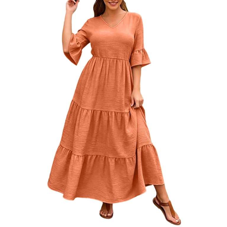burnt orange tie dye dress Zivah Dark Orange Summer Boho Holiday Vacation A-Line Maxi Dress, Deep  V-Neck Halter Cutout Front Open Back Slit Tie Dye Gradient Wedding Party  Nashville