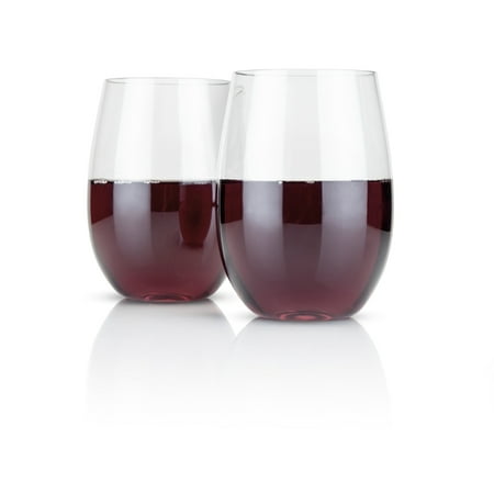 

True Flexi Stemless Wine Glass Clear Plastic Tumblers Stemless Flexible Wine Glass 15 Ounces Drinkware Clear Set of 2