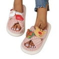 thumbnail image 4 of Lovskoo 2024 Christmas Slippers for Women And Men Couple Shoes Flat Fleece Non-Slip Home Shoes Linen Comfortable Platform Slippers Pink, 4 of 9