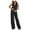 Black, variant on LEKWK Linen Sets for Women 2 Piece Sleeveless V Neck Button Down Vest and Wide Leg Pants with Pockets Matching Work Business Office Casual Outfits