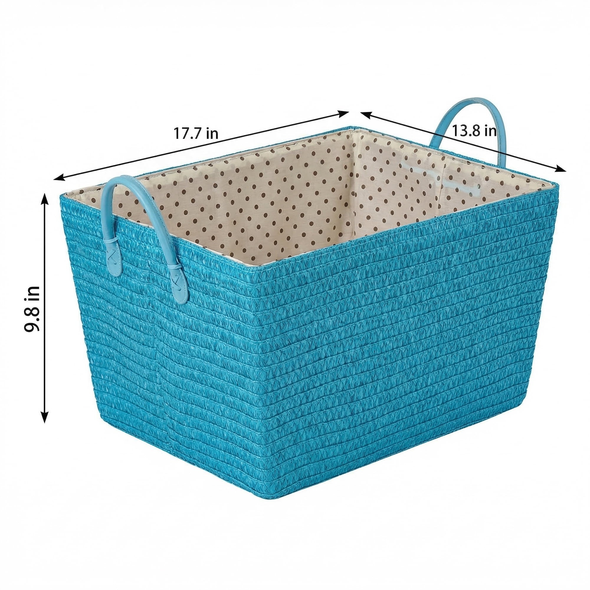 Unique Bargains Woven Storage Basket Shelf Closet Storage Bin Blue 17.7*13.8*9.8in
