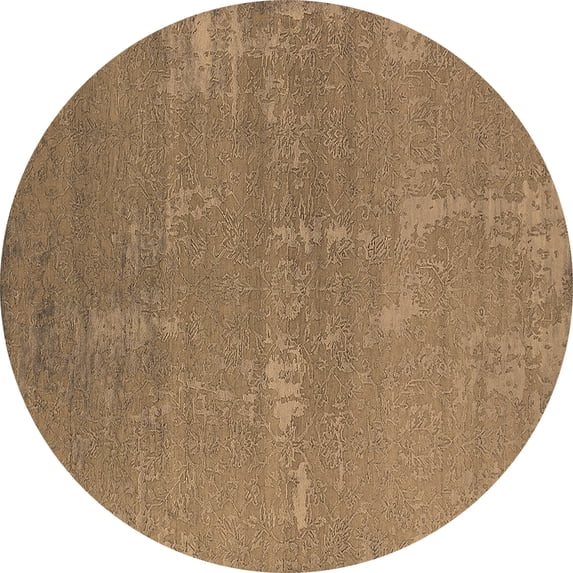 Ahgly Company Indoor Round Oriental Brown Industrial Area Rugs, 3' Round