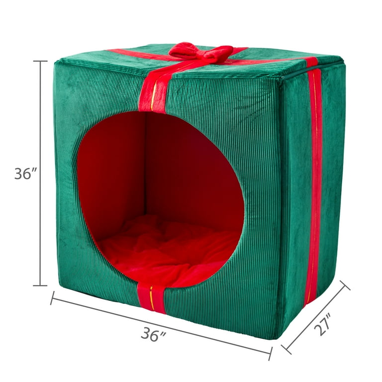 Vibrant Life Holiday Gift Extra Large Pet Bed, Red and Green, 36