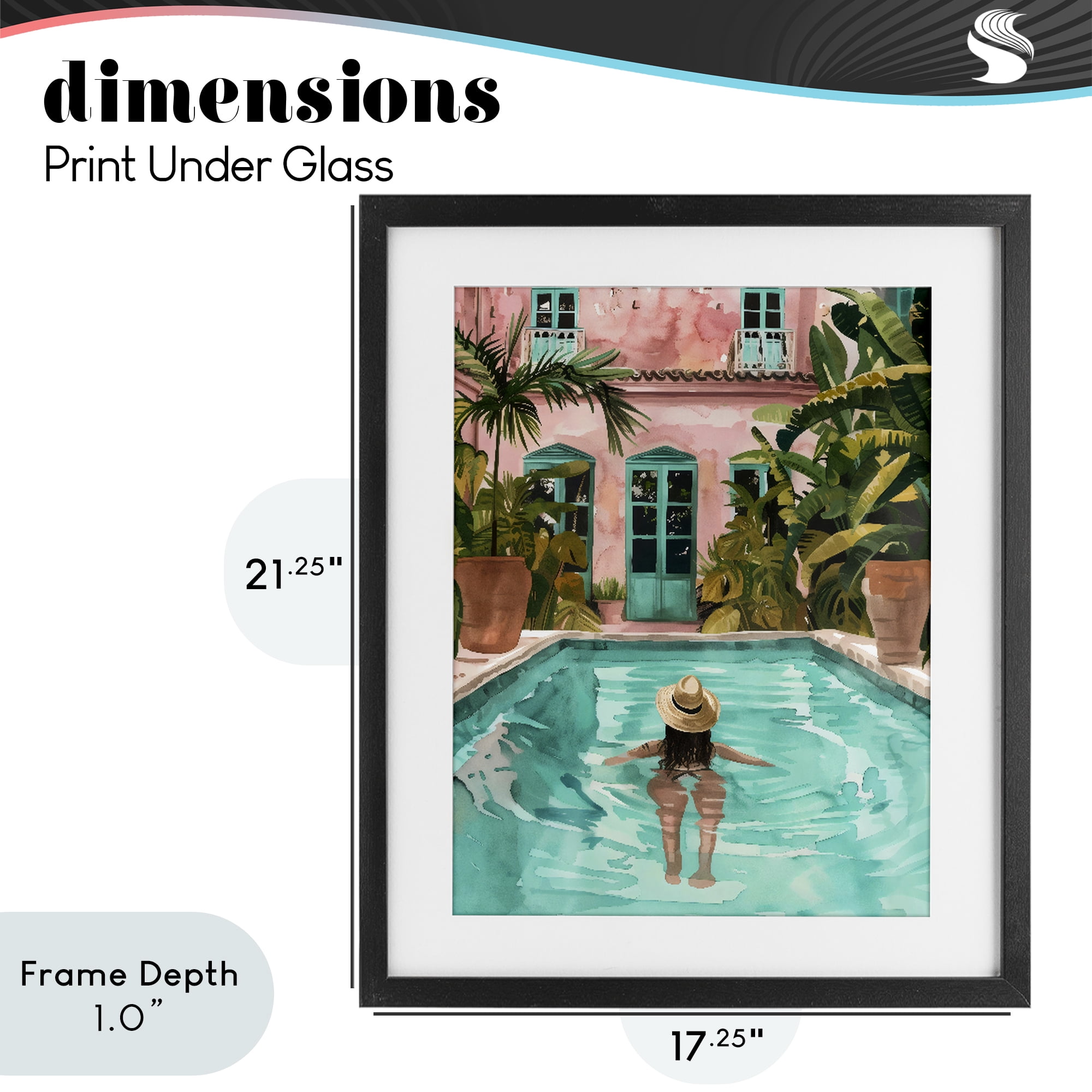 Stupell Industries Girl Swimming In Pool Black Framed Print Under Glass, design by The Prints Vibe