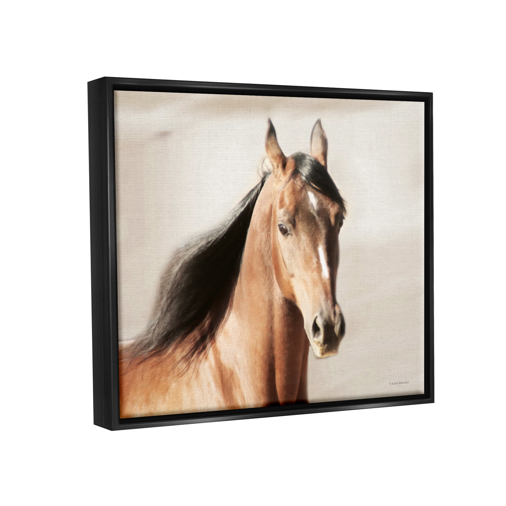 Stupell Industries Brown Stallion Portrait Animals & Insects Photography Black Floater Framed Art Print Wall Art, 21 x 17