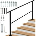 thumbnail image 1 of 5-Step Outdoor Stair Handrail Matte Black Metal Railing Adjustable 0 -35  Fits Concrete and Wooden Steps Installation Kit Included, 1 of 7