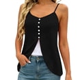 thumbnail image 7 of Achuyrbd Plus Size Women's 2-in-1 Spaghetti Strap Cami Top, Button Front Color Block Split Hem Sleeveless Tank 1X-3X, 7 of 7
