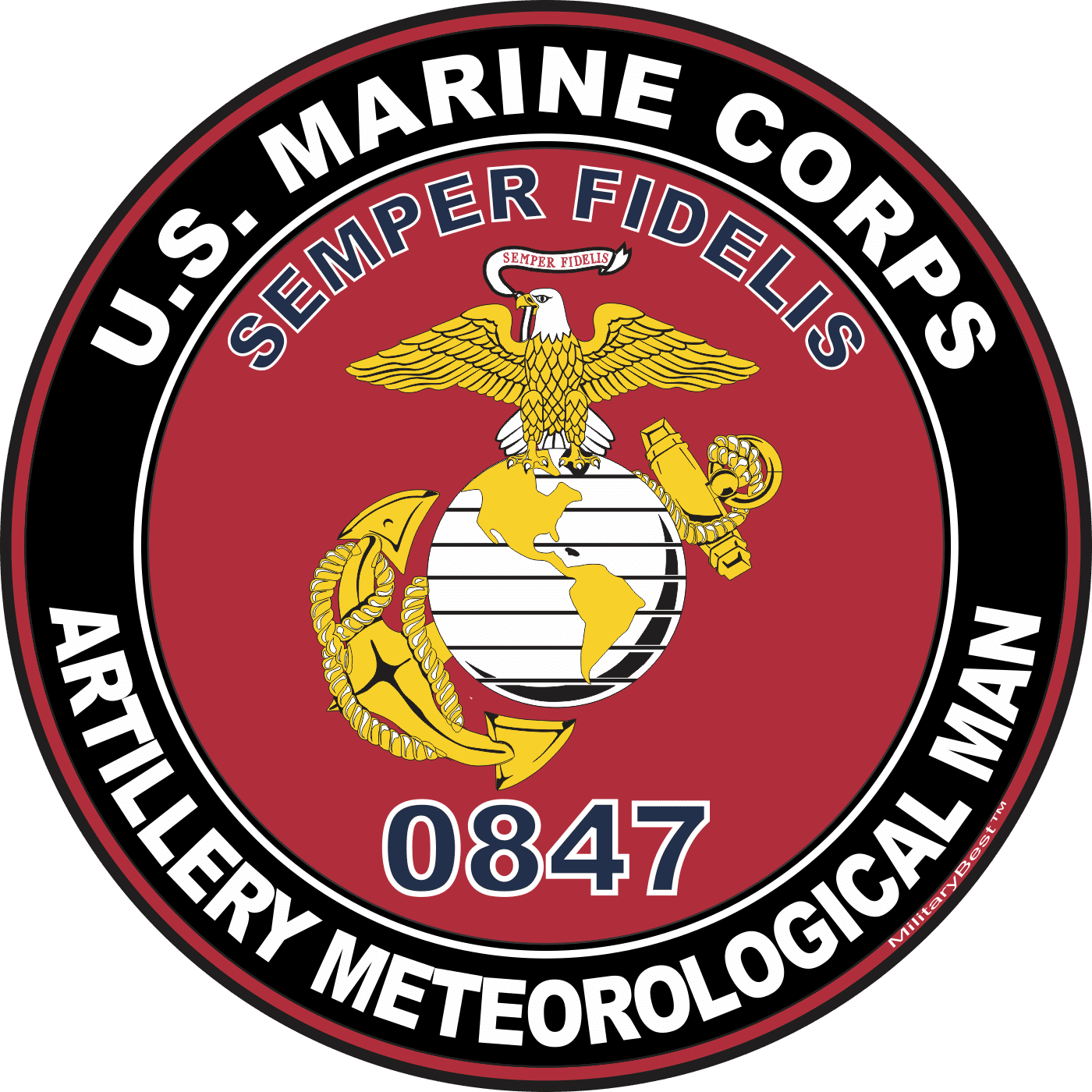 U.S.M.C. MOS 0847 Artillery Meteorological Man Decal 3.8