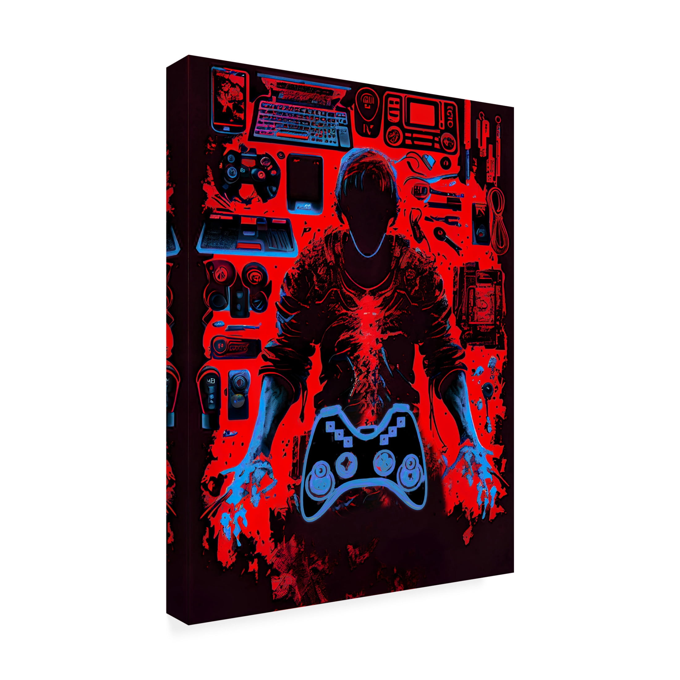 Canvas Wall Art - Sasha 'Gamer Dude III' Wall Art for Living Room, Bedroom, or Office Décor by Trademark Fine Art - 14 x 19 Inches