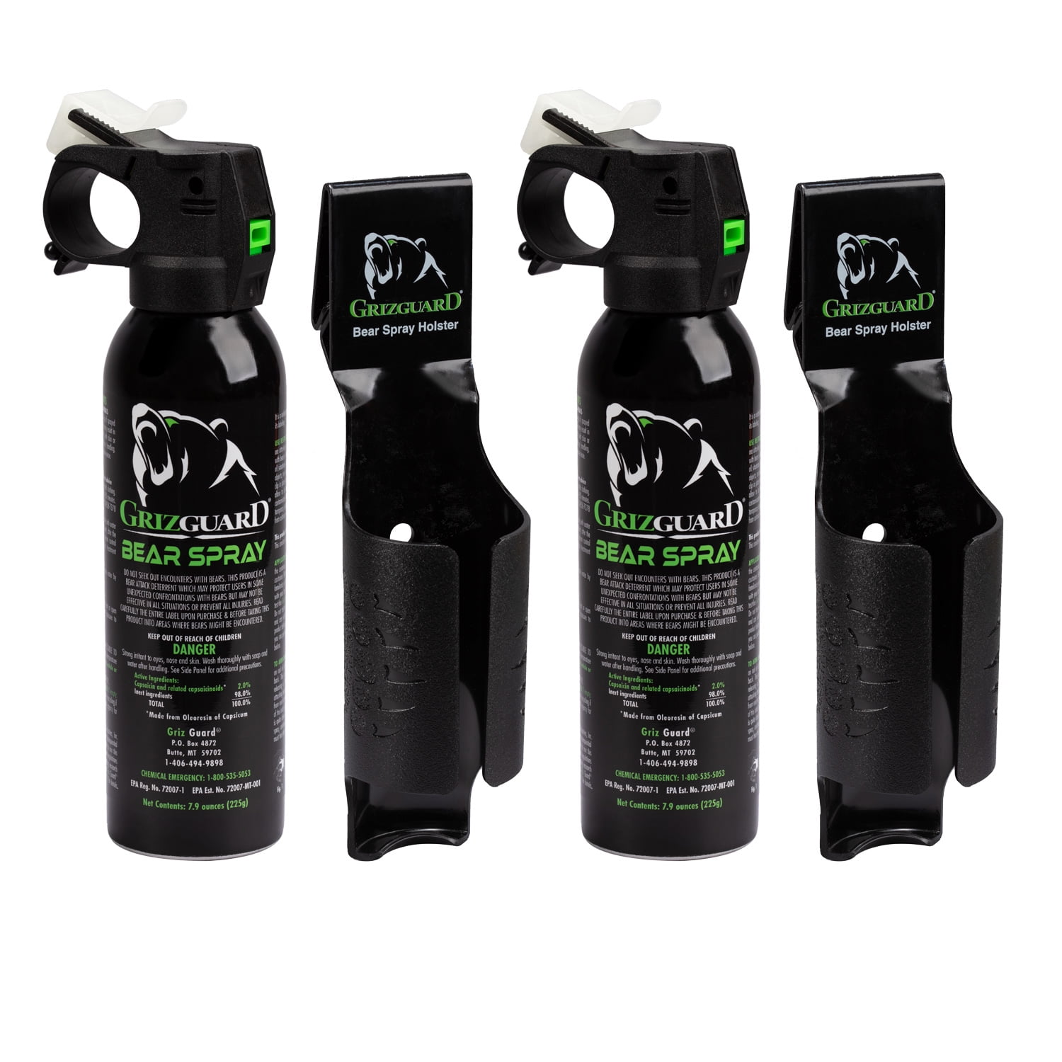 UDAP Griz Guard Bear Pepper Spray with Holster, 7.9 oz, 2 Pack, 225GG2