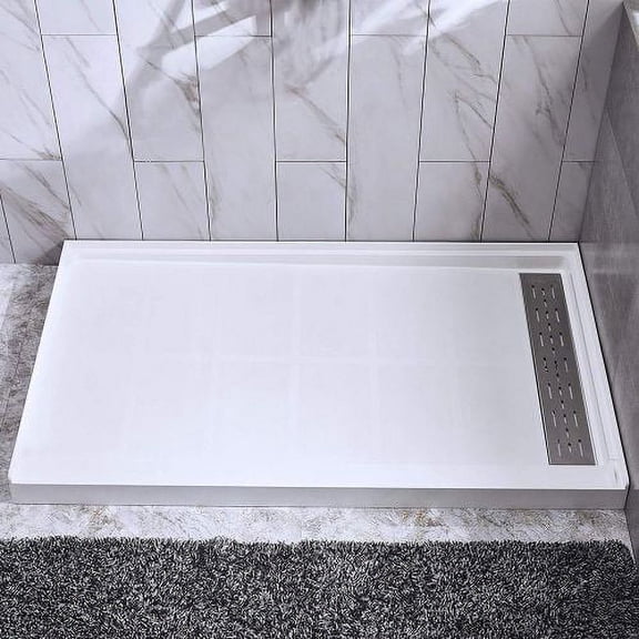 WOODBRIDGE Shower Base 6030-1000R 60" W x 30" W x 4" H, Right Drain, White