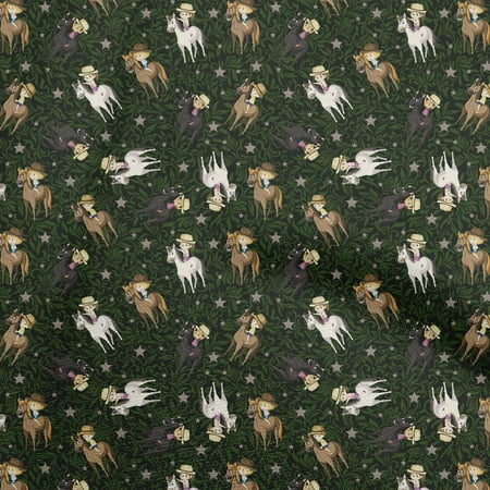 oneOone Cotton Jersey Forest Green Fabric Cowboy Sewing Craft Projects Fabric Prints By Yard 58 Inch Wide