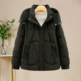 thumbnail image 2 of Women's Winter Puffer Jacket Detachable Hooded Jacket Casual Snow Coat with Pockets Black XL, 2 of 4