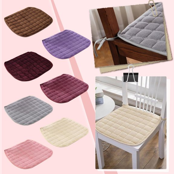 Homelyt Super Soft Plush Seat Cushion with Fixed Rope Non Slip Backing Winter Warm Office Chair Cushion for Dining Chairs Home Office Patio Dormitory Library