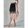 thumbnail image 6 of nvzhuang Women Fashion Midi Skirts Contrast Color/Solid Color Elastic High Waist Irregular Ruffles Multi-Layered Tulle Tutu Skirts, 6 of 9
