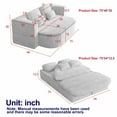thumbnail image 5 of BUIORD 75" Convertible Loveseat Sofa, 2-in-1 Foldable Sleeper Sofa Bed with Multi Functional Blanket, Corduroy Floor Sofa for Living Room Bedroom, Beige, 5 of 8