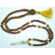 Mogul Meditation Yoga Necklace Nine Chakra Rudraksha Beads Healing Mala