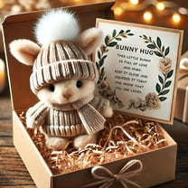 BESTSKY Mini Bunny Hug Cute Easter Gift,Handmade Emotional Support Positive Bunny,Adorable Knitted Rabbit with Cozy Hat and Inspirational Card,Gift for Bunny Lovers