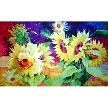 Custom Printed Rugs AWV080 Summer Sunflower 18 x 30 in. Doormat Rug - Gold & Yellow, Green, Yellow
