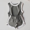 thumbnail image 3 of SONGGE Girls Summer Outfit Sets Sleeveless O-Neck Vest And Shorts Two Piece Playwear Casual Athletic Wear For Toddlers Kids Cartoon Birthday Clothes Sets, 3 of 4