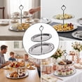 thumbnail image 3 of Hfppkn 2-Tier 304 Stainless Steel Cupcake Stand Fruit Dessert Tray for Party Wedding 28.2x19.9cm Silver, 3 of 7