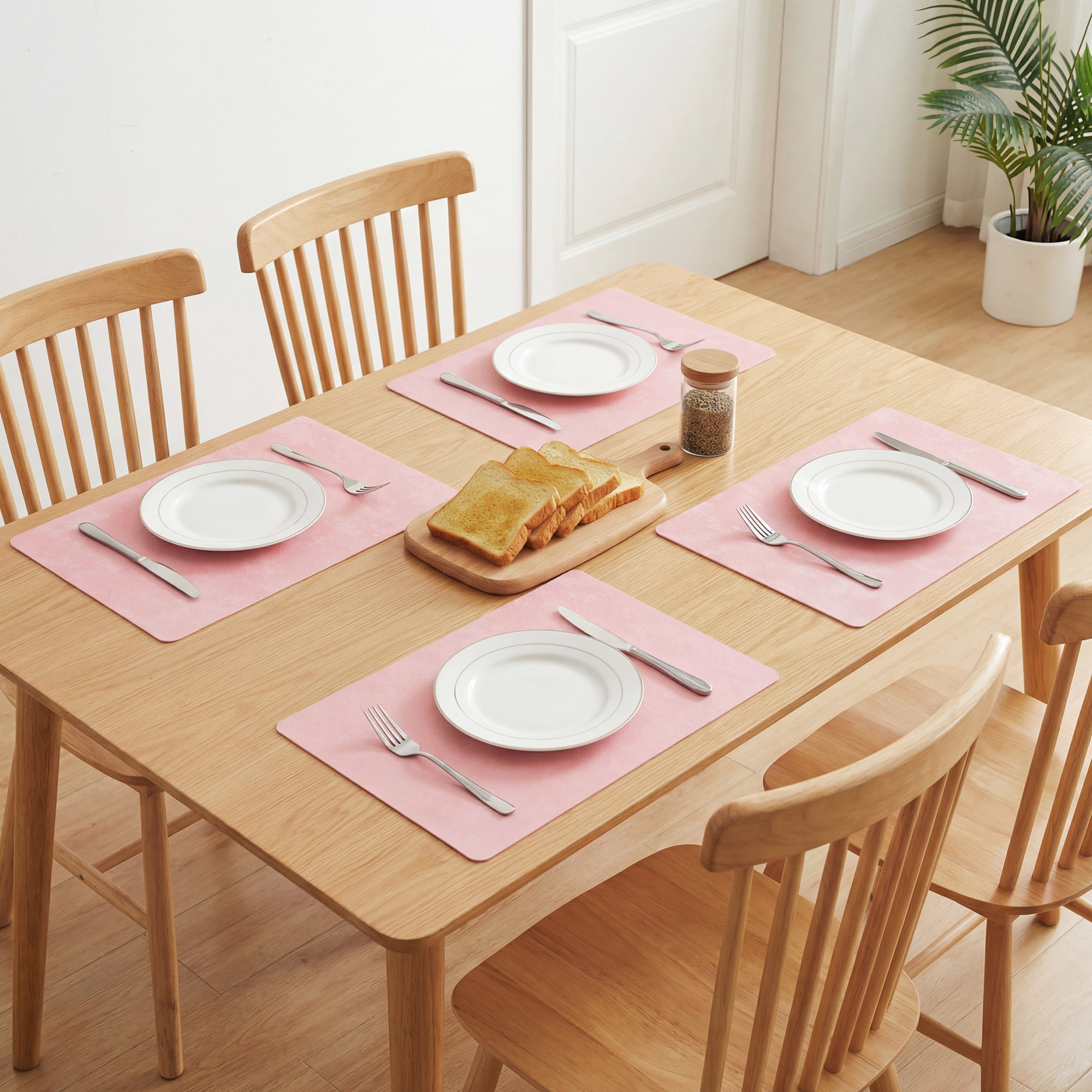 Unique Bargains Waterproof Placemats 4pcs Lotus Root Pink 17.7"x11.8"