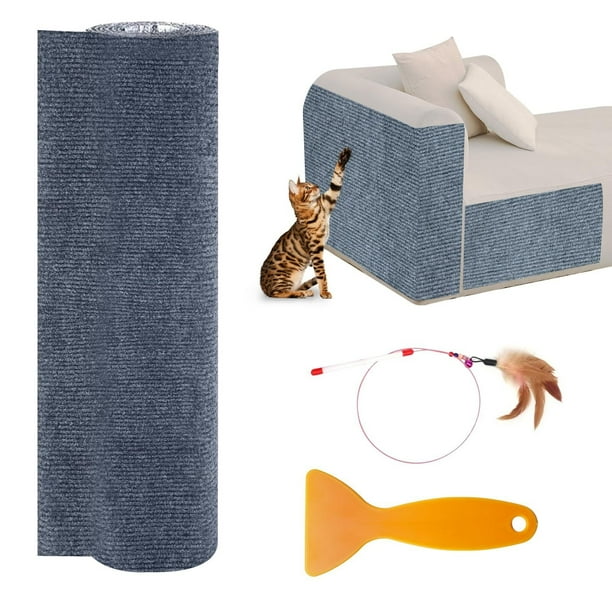 Rascador para Gatos, Autoadhesivo, 40 × 200 cm, Alfombrilla para rascar con Pegatina para Gatos, rascador de Gato escalado, DIY Trimmable Cat Scratcher, Protege alfombras y sofás (Gris Claro)