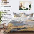 thumbnail image 3 of Abstract Art Duvet Cover Set Queen Size, Retro Watercolor Yellow Blue Wash 4 Piece Soft Microfiber Bedding Set with 1 Duvet Cover, 1 Flat Sheet, 2 Pillowcases, 3 of 9