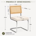 thumbnail image 4 of SESSLIFE Dining Chairs Set of 2, Rattan Cane Back Dining Room Chairs with Velvet Upholstered Seat, Cantilever Kitchen Chairs with Chrome Frame, 300 lbs, Beige, 4 of 10