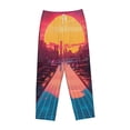 thumbnail image 6 of Uemuo Neon Sunset Cyberpunk Cityscape Pattern Women's Wide Leg Palazzo Lounge Pants with Pockets Light Weight Loose Comfy Casual Pajama Pants-Large, 6 of 9