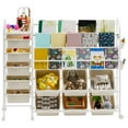 thumbnail image 3 of Anvazise Children Bookshelf Kids Bookshelf with Toy Storage Organizer, Toy Book Storage Rack with 11 Storage Bins, 3-Tiers Book Slot, 2-Tiers Storage Stand, 2 in 1 Toy Book Organizer with Casters, 3 of 13