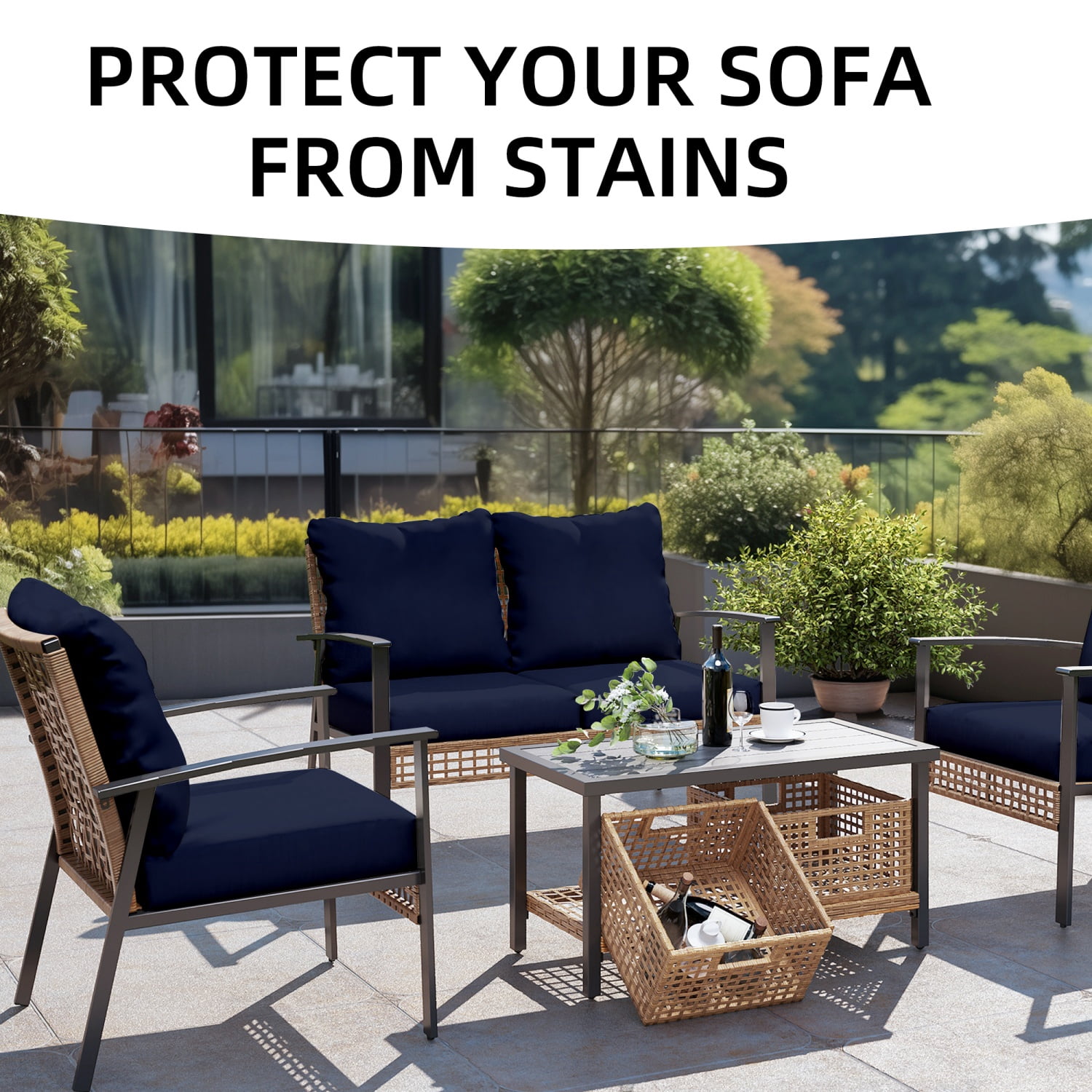 SUKAIKEQA Outdoor Cushion Covers Set,8PCS Patio Furniture Couch Seat Slipcovers, Replacement for Sofa Sectional Chair(Cover，Only)