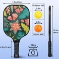 thumbnail image 3 of Pickleball Paddles Set Of 1, Fiberglass Surface, Tropical Leaf Print, 1 Paddle, 2 Balls & Bag, 3 of 5