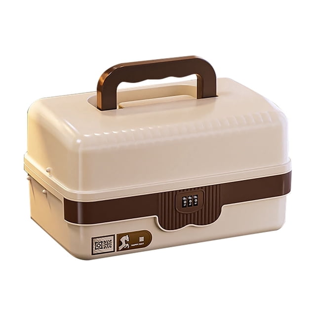Klonfd 3 Layer Craft Lock Organizers And Storage Portable Folding Tackle With Handle & Dividers Multipurpose For Sewing