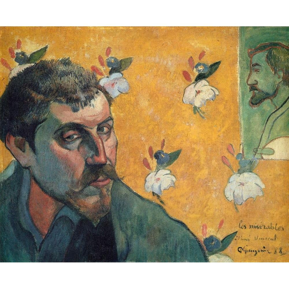 Gauguin, Paul 24x20 Black Modern Framed Museum Art Print Titled - Self Portrait Les Miserables